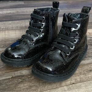 Black & Gold Glitter Toddler Girl Boots